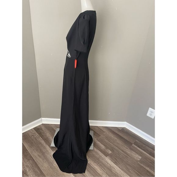 MAC DUGGAL PUFF SLEEVE EMBELLISHED CUTOUT EVENING GOWN - Picture 6 of 8